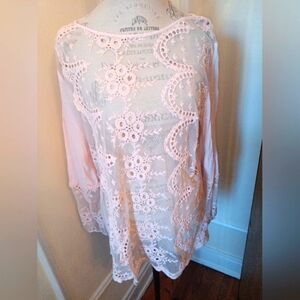 Chico's light pink lace blouse